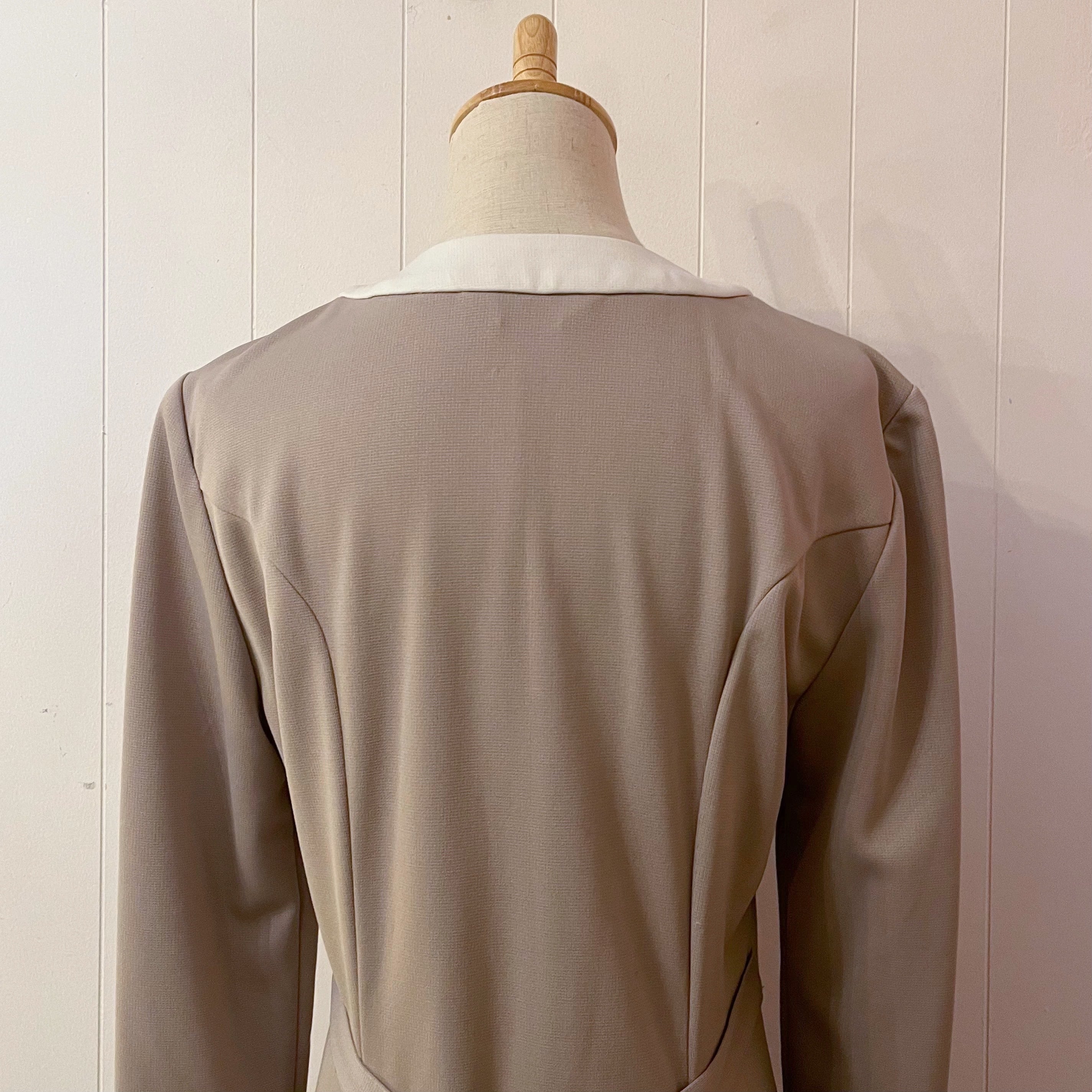 sand beige white cuffs one-piece