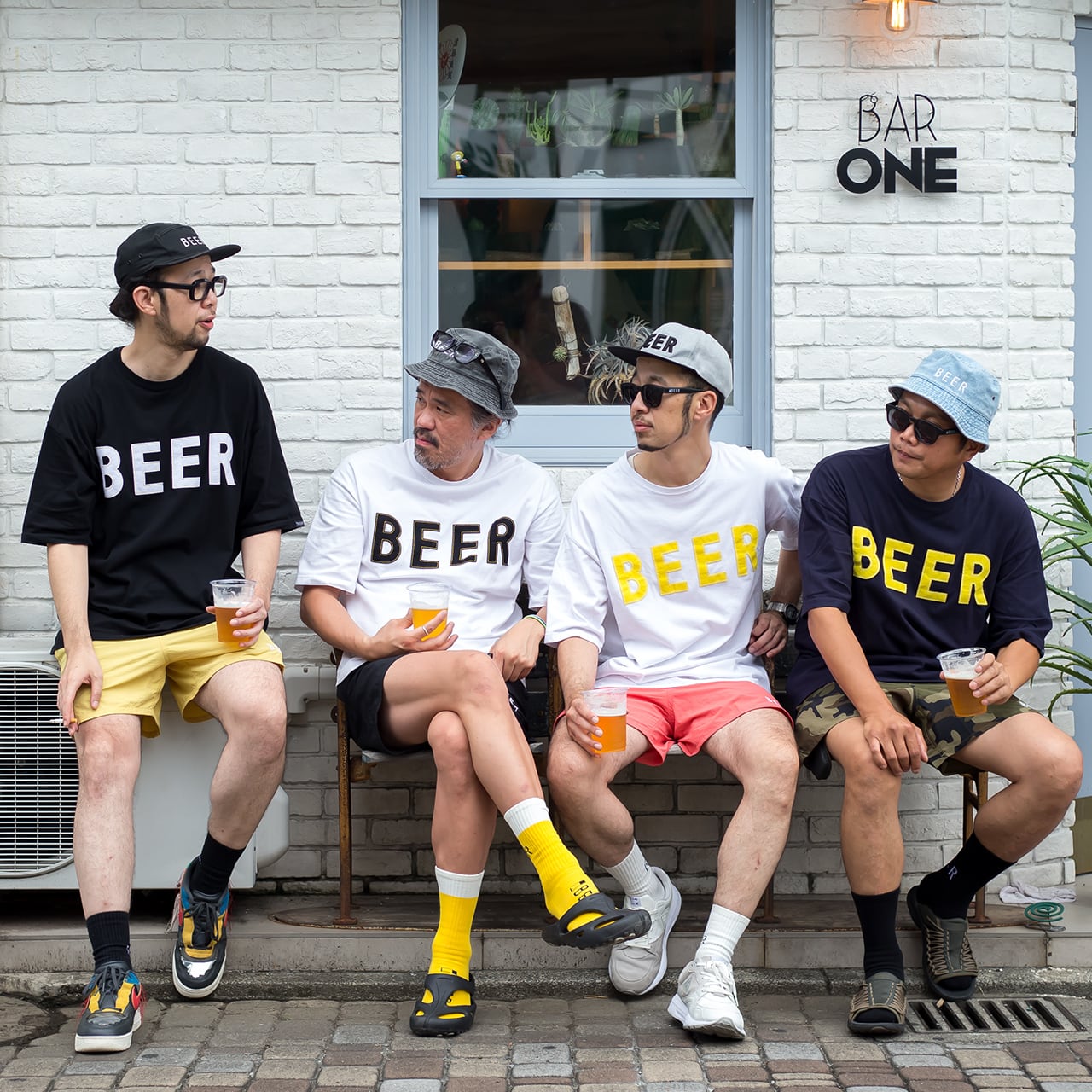 BEER アップリケロゴT ネイビー | BEER