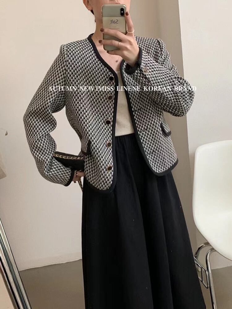 ショートジャケット レディーススプリングオータムスタンダードルーズ薄手長袖スリーブ ロング レトロ 春物 秋物 ビッグFスモールZ韓国238009326