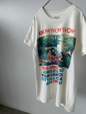 -BOW WOW WOW- Vintage 80s L Print T-Shirt made in USA