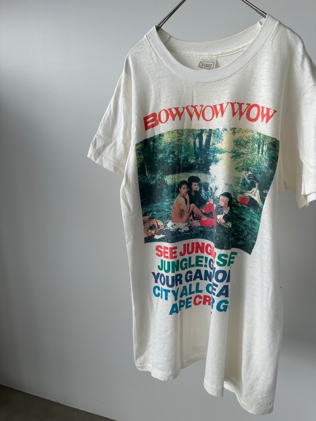 -BOW WOW WOW- Vintage 80s L Print T-Shirt made in USA
