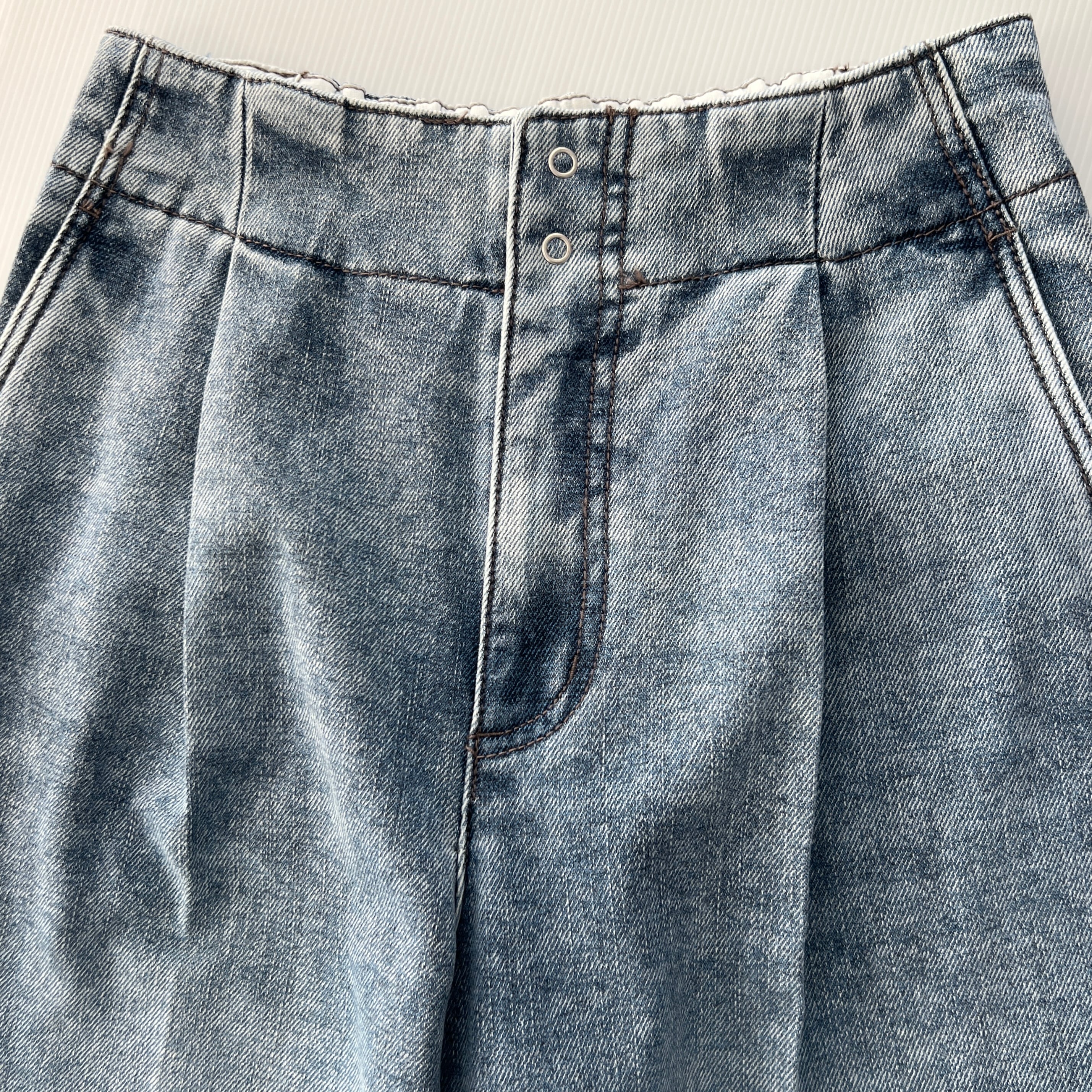 裏起毛デニム ハイウエストツータックワイドパンツ《PASSIONE