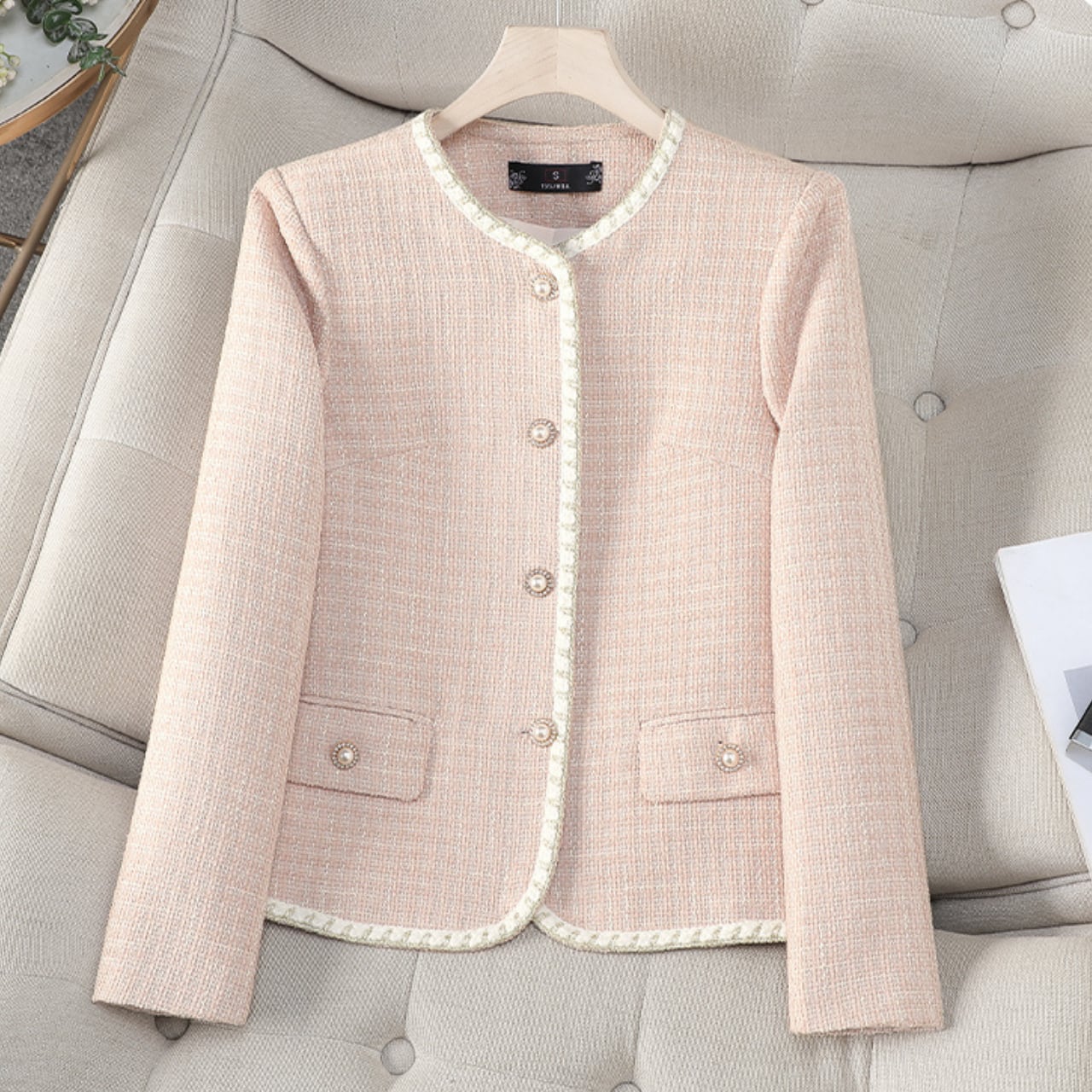 ノーカラーパイピングジャケット Me1665