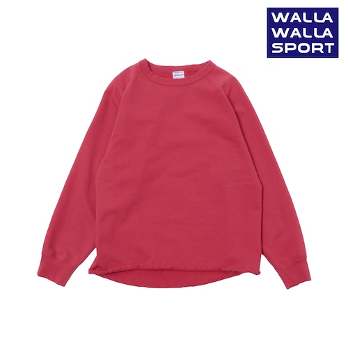 WALLA WALLA SPORT ワラワラスポーツ 13oz 米綿 後染め クルーネック スウェット 裾カットオフ ラフシルエット メンズ レディース 日本製 RED