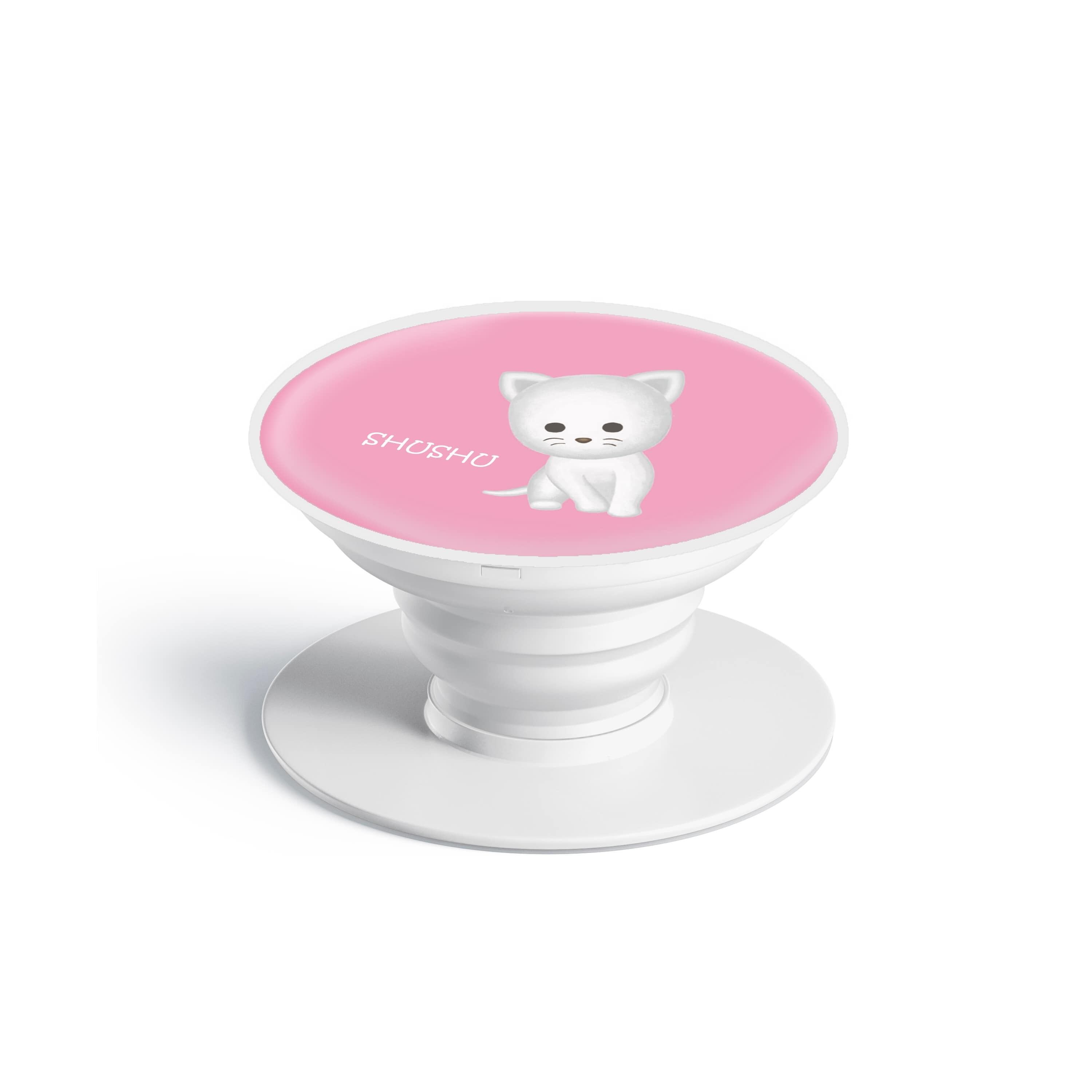 韓国 スマホグリップ ポップソケット Lora 可愛い ほのぼの 乙女 ガーリー 人気 取り外し可能 グリップトック ピンク 白猫 Lr04 Griptok スマホスタンド 韓国スマホケース専門店 Korean Case