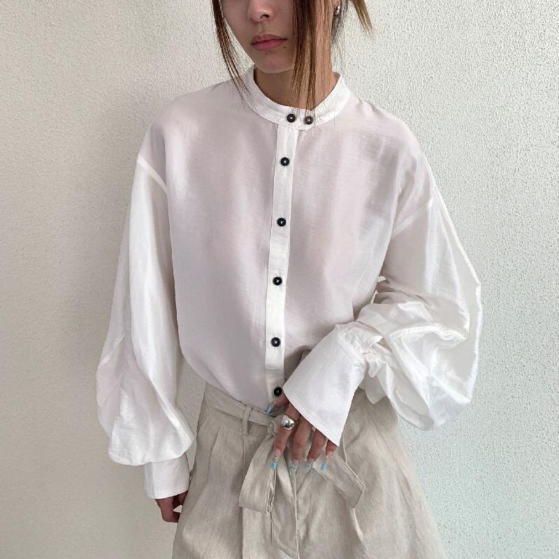 band collar sheer shirt 101141