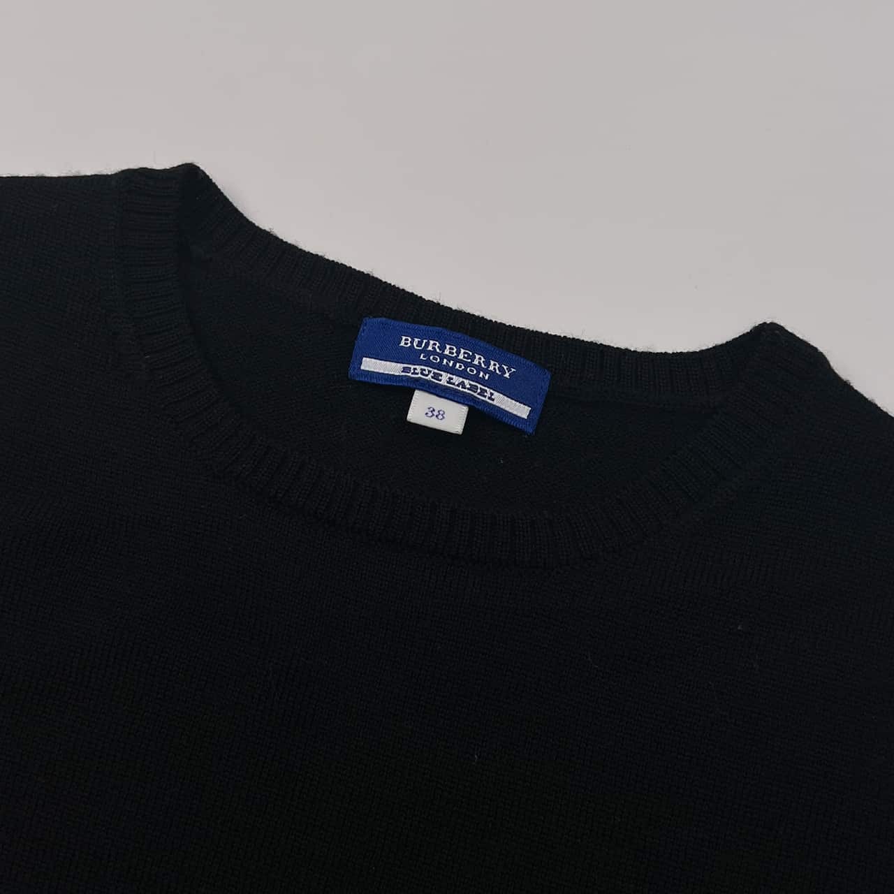 90s BURBERRY  BLUE LABEL バーバリー ブルーレーベル 半袖 ウール ニット セーター 38/ブラック レディース