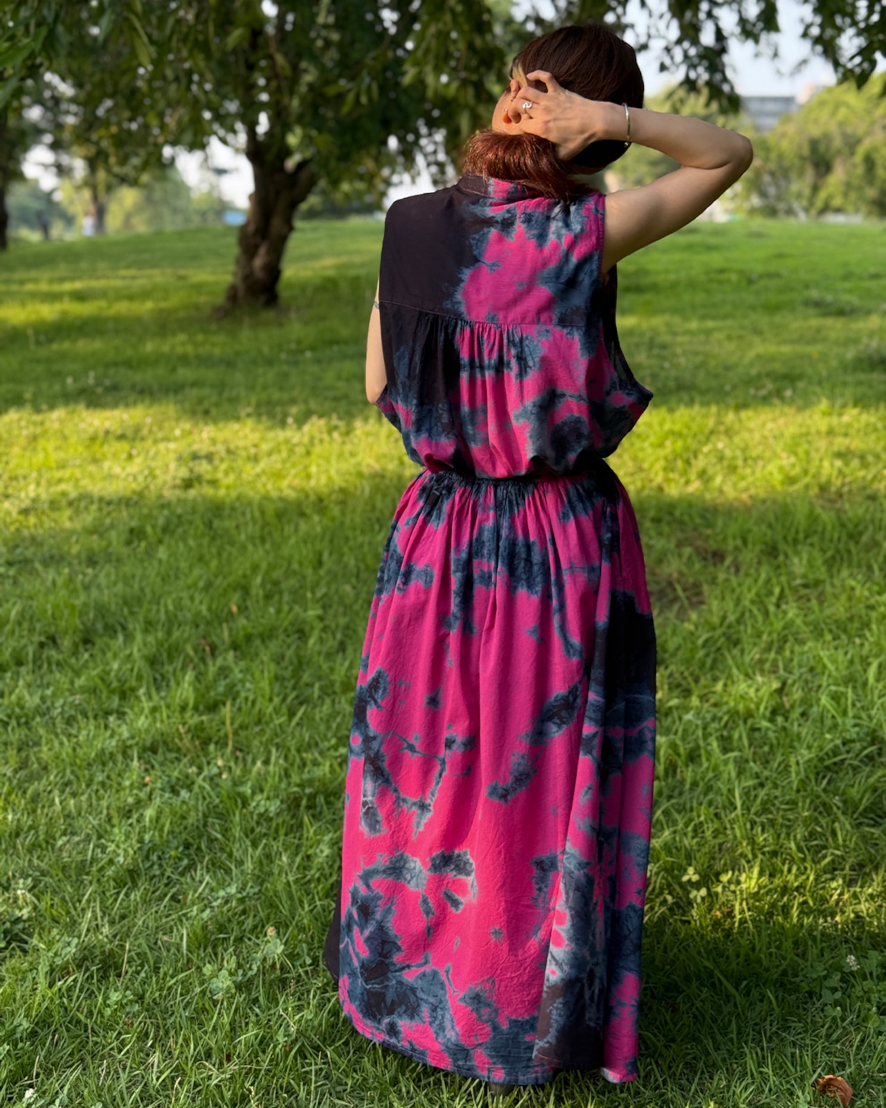 【セットアップ可】タイダイ黒染めスカート ダルメシアン