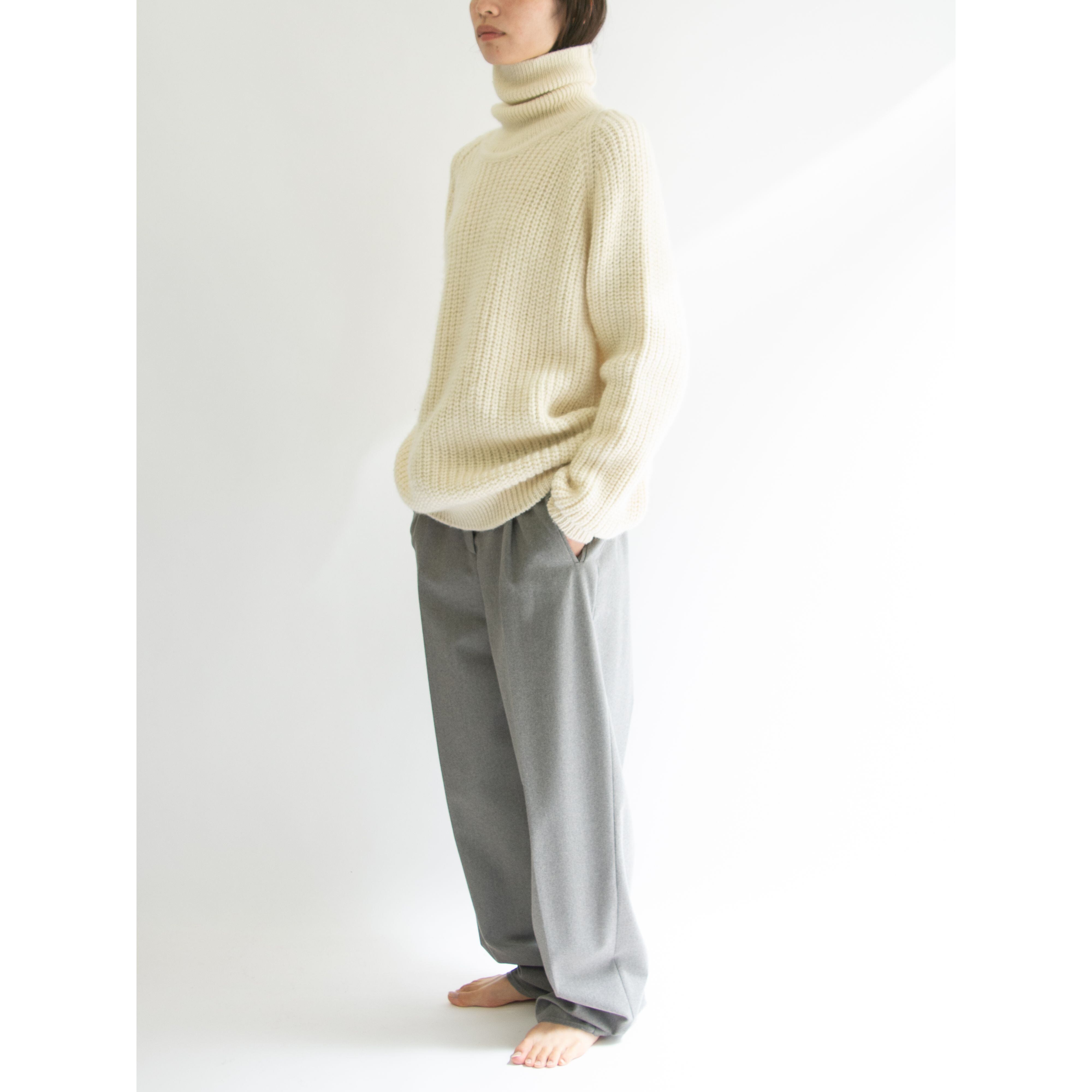 【aran crafts】Made in Ireland 100% Wool Rib High Neck Sweater（アランクラフト アイルランド製 ウールリブ ハイネックセーター タートルニット）