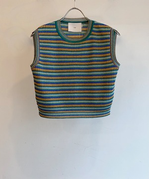 TAN/24SS-1 LULEX MULTI BORDER TANK TOP(BLUE×GREEN MIX)