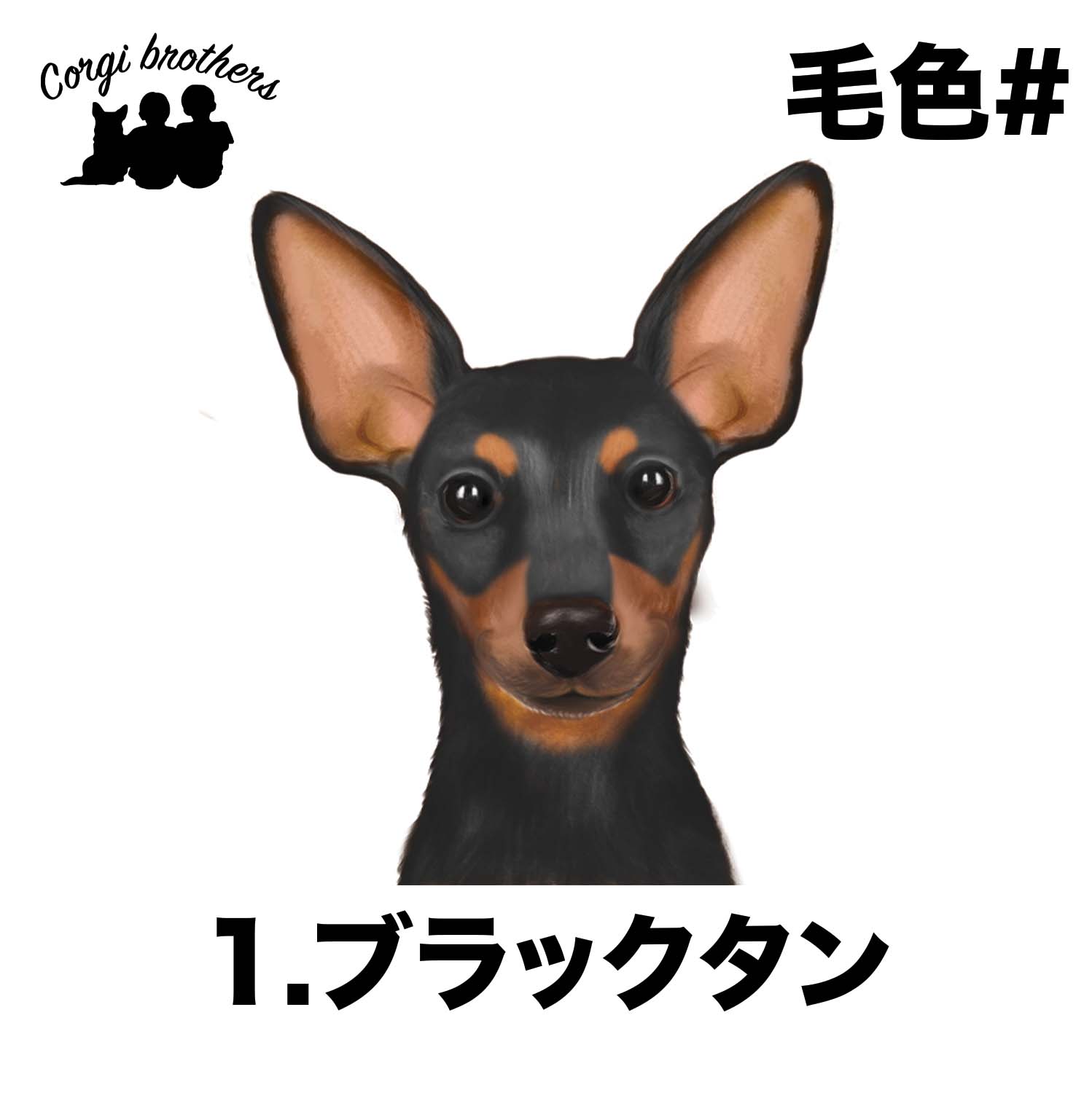 ミニチュアピンシャー 水彩画風 毛色4色 】 タオルハンカチ ピンク