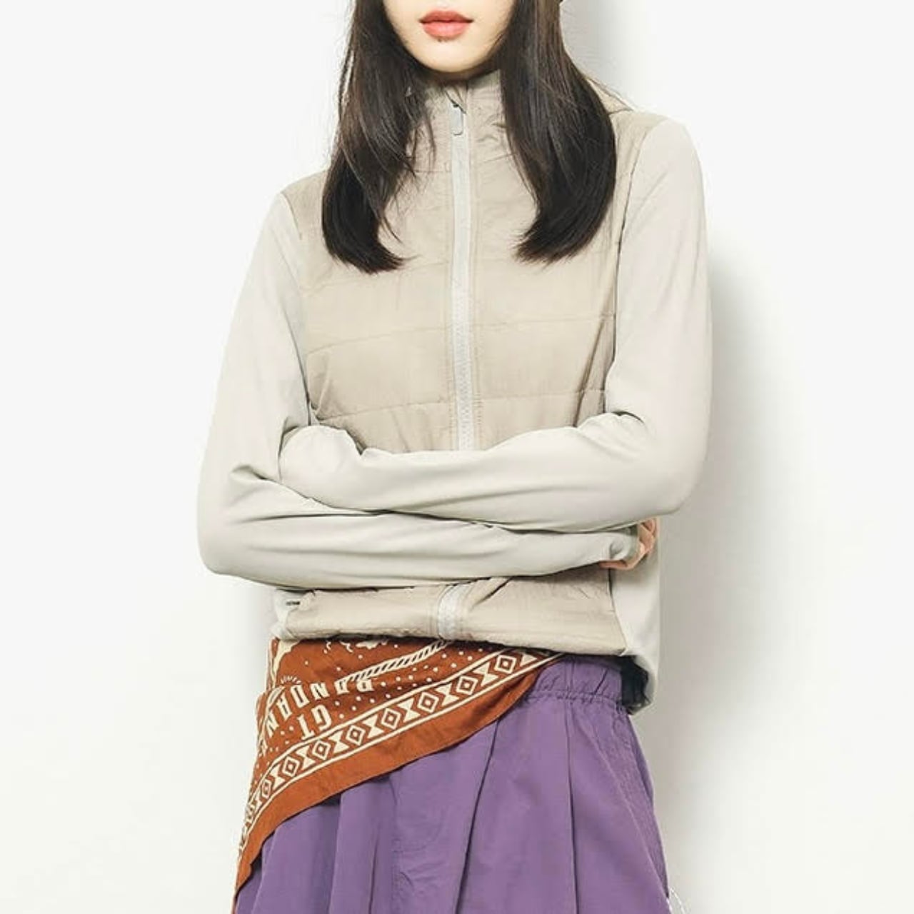 長袖キルティングジップアップショート丈ジャケット C00929