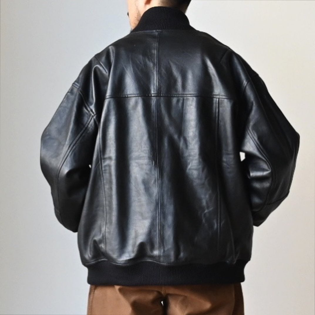 【YOUSED】 REMAKE LEATHER STADIUM JUMPER 