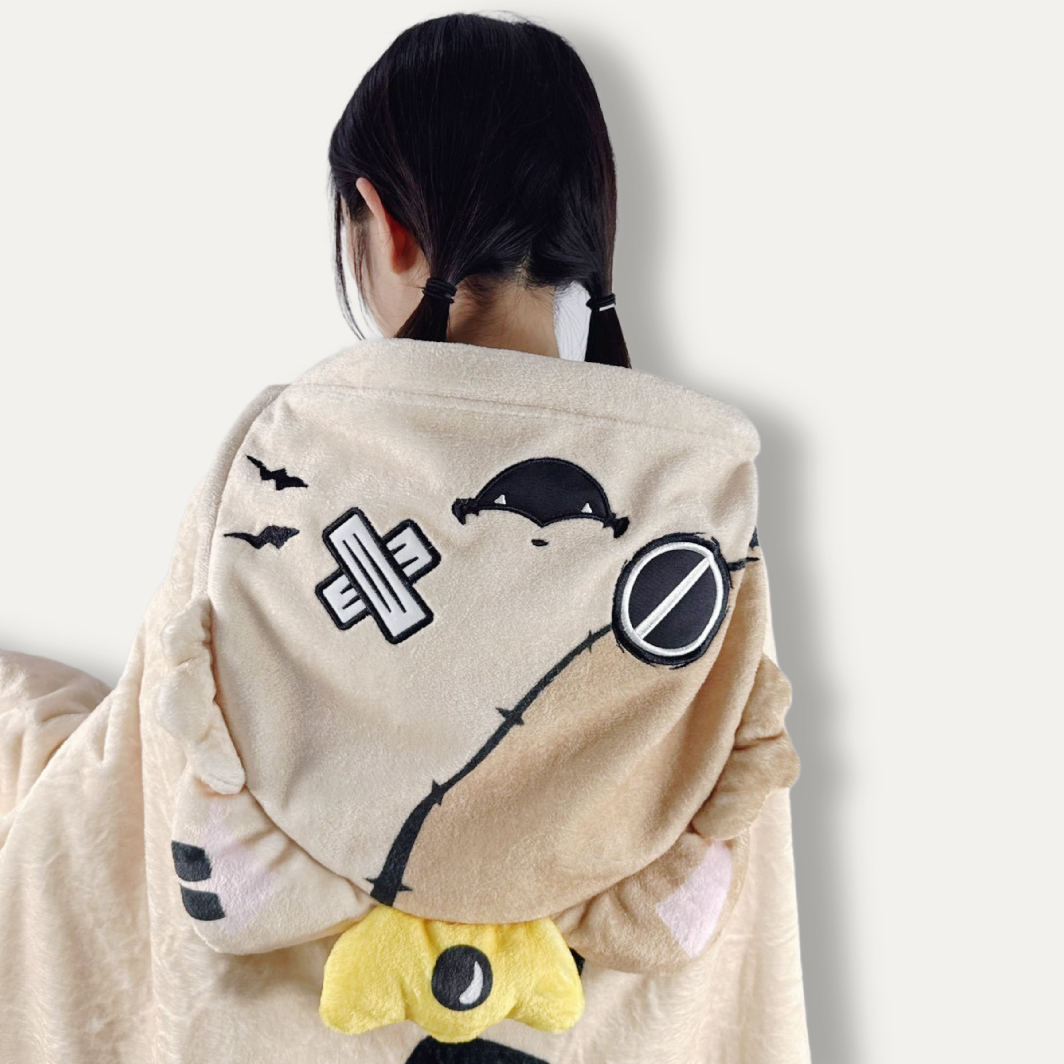 新春お祝いプレゼント》被れるミケ もこもこブランケット【クッション