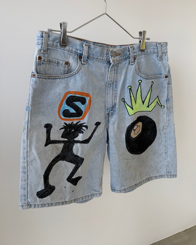 -Levi's- Vintage 90-00s W36 550 Paint Denim Shorts
