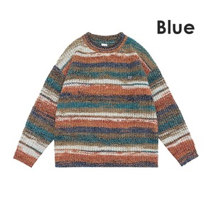 【UNISEX】 Stripe Rainbow Streetwear / ユニセックス ストライプ レインボー セーター