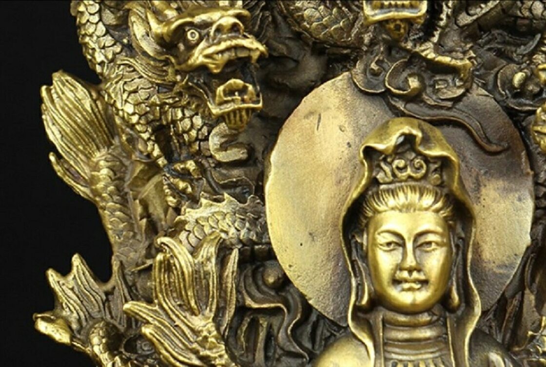 特大サイズ 九龍観音像 観音菩薩像 中国神話 竜生九子 仏像 縁起物 