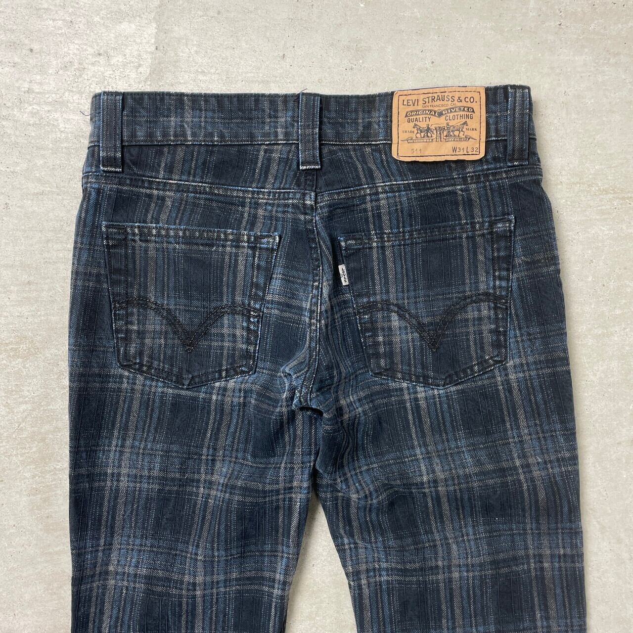 00年代 Levi's ユーロリーバイス 511 コットンチェックパンツ スリム