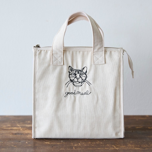 +HAyU（プラスハユ） 刺繍ランチバッグ / ネコ キナリ（保温保冷） WHAQG-0003 A