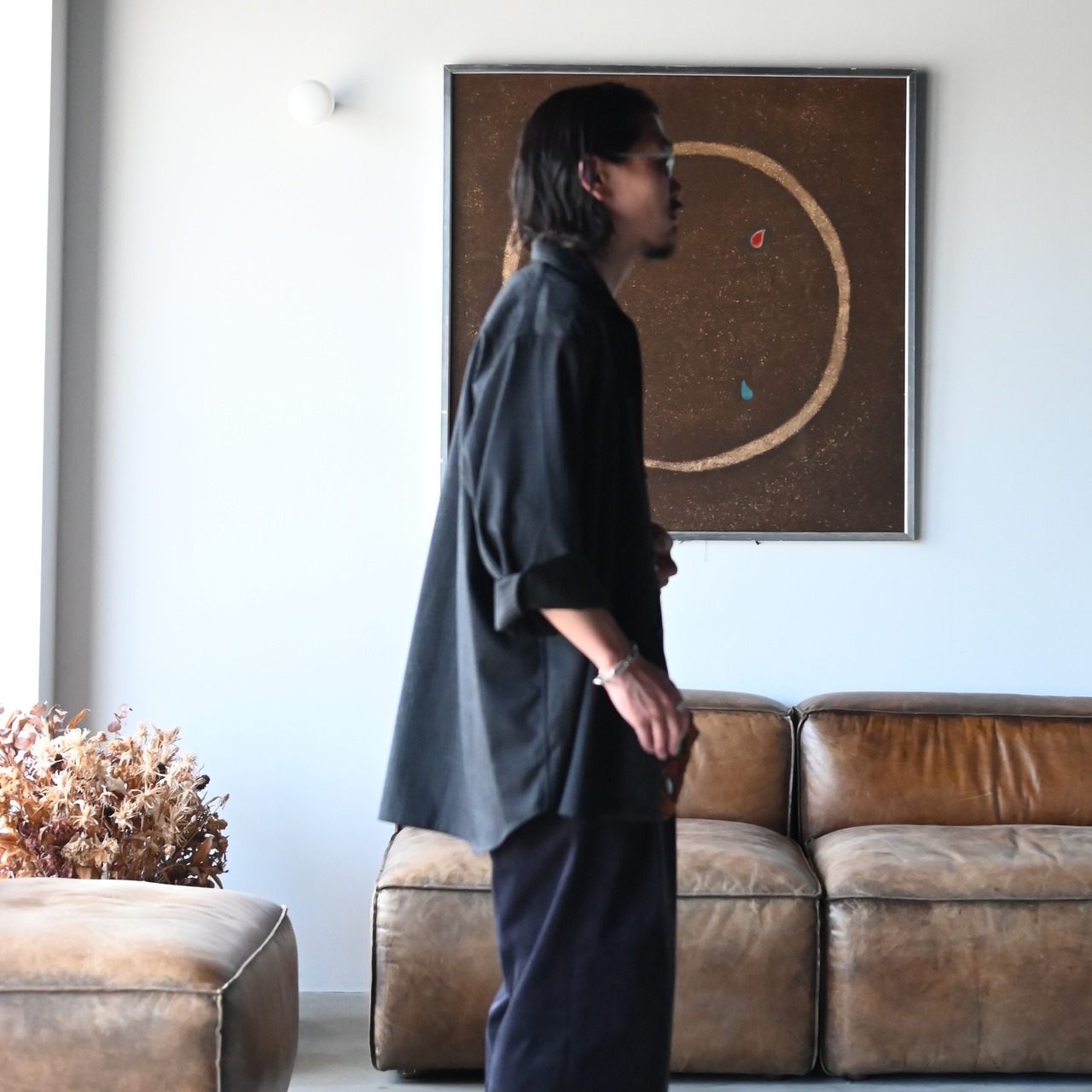 LEH(レー)コーデュロイラップワイドスラックスコーディネート