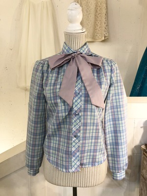 70's vintage ribbon tie blouse