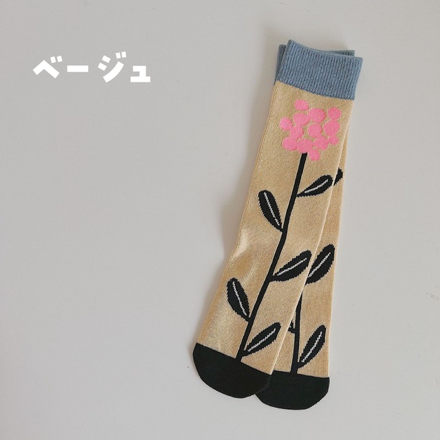 【即納】北欧風花柄カラフルソックス 踵なしタイプ 全4種