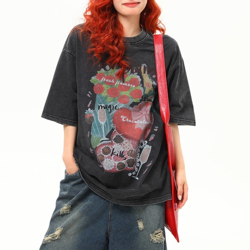 retro pop print short sleeve tee　レトロポッププリント半袖ティー　J1188