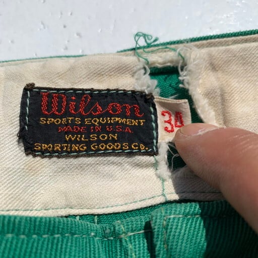 40's Wilson ウィルソン コットンベースボールパンツ 黒タグ グリーン