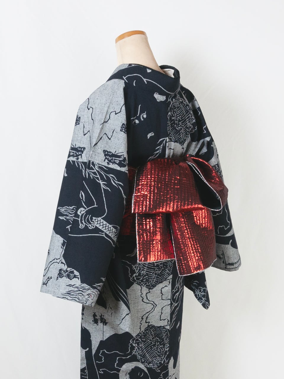 RumiRock 反物 ゆかた「四谷怪談」グレー地に黒 [A963] | Rumi Rock Store