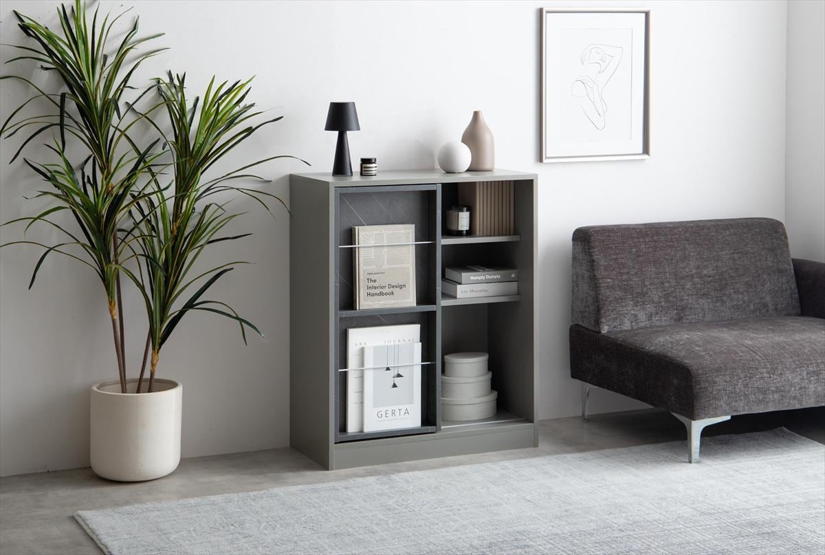 幅71cm】Mysa スライド収納付本棚ラック | room one、おしゃれな家具