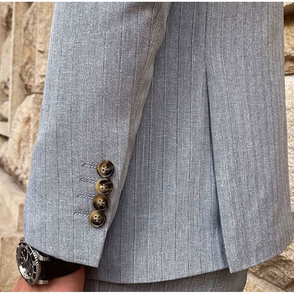 BV_ベルトレスピークドラペルストライプダブルスーツ 2色展開 | Buona