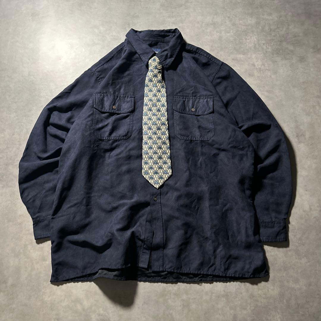 ヴィンテージ スエード調 ベロア ネクタイ シャツ マルチポケット セット