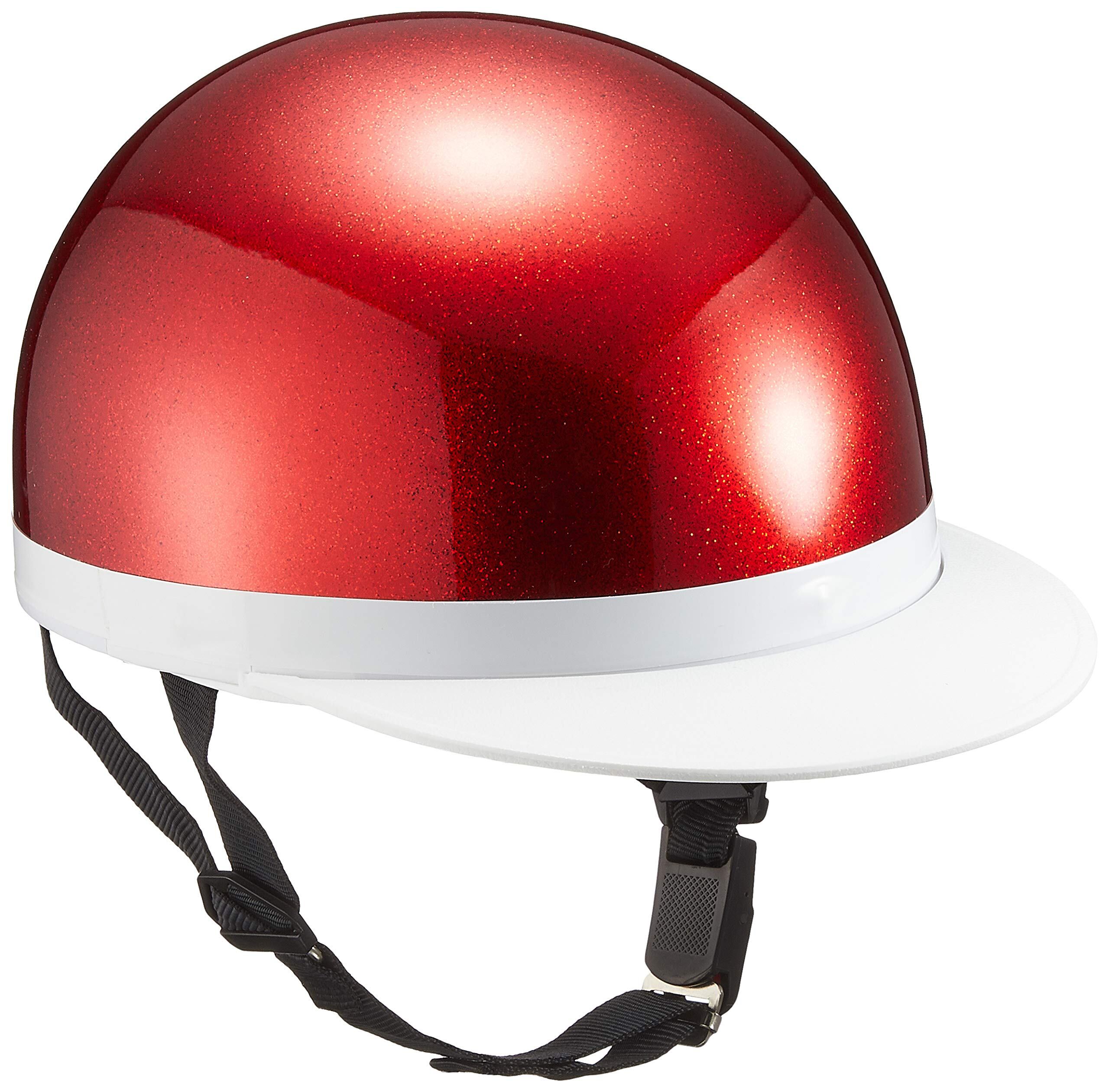 【特価処分】バイクパーツセンター(Bike Parts Center) ヘルメット ハーフ 白ツバ レッドラメ フリーサイズ (頭囲 57cm~59cm未満) 710903