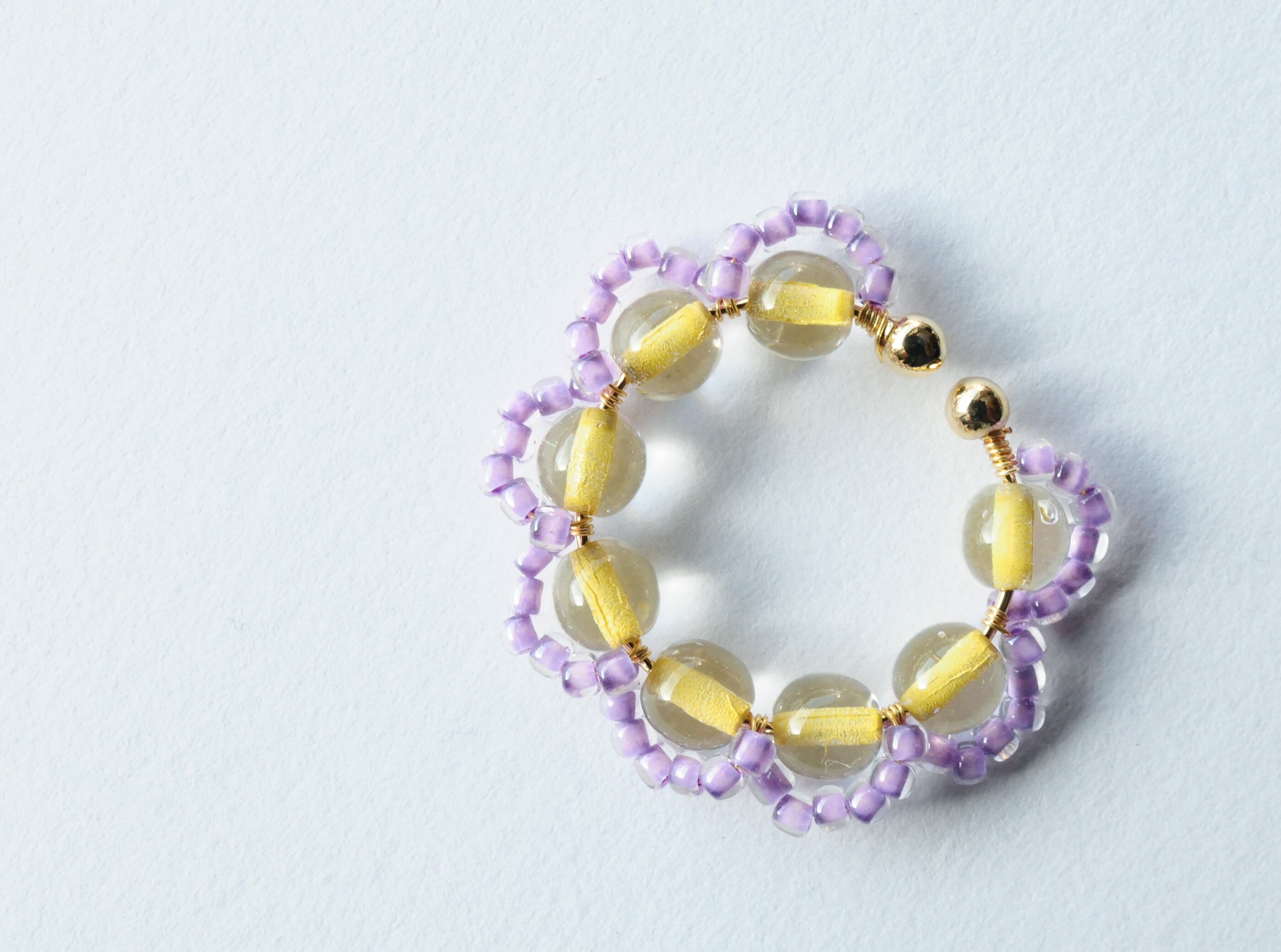 ＜Rollo～イロヅクビジュー～＞イヤーカフ『 Nanohana × lavender 』