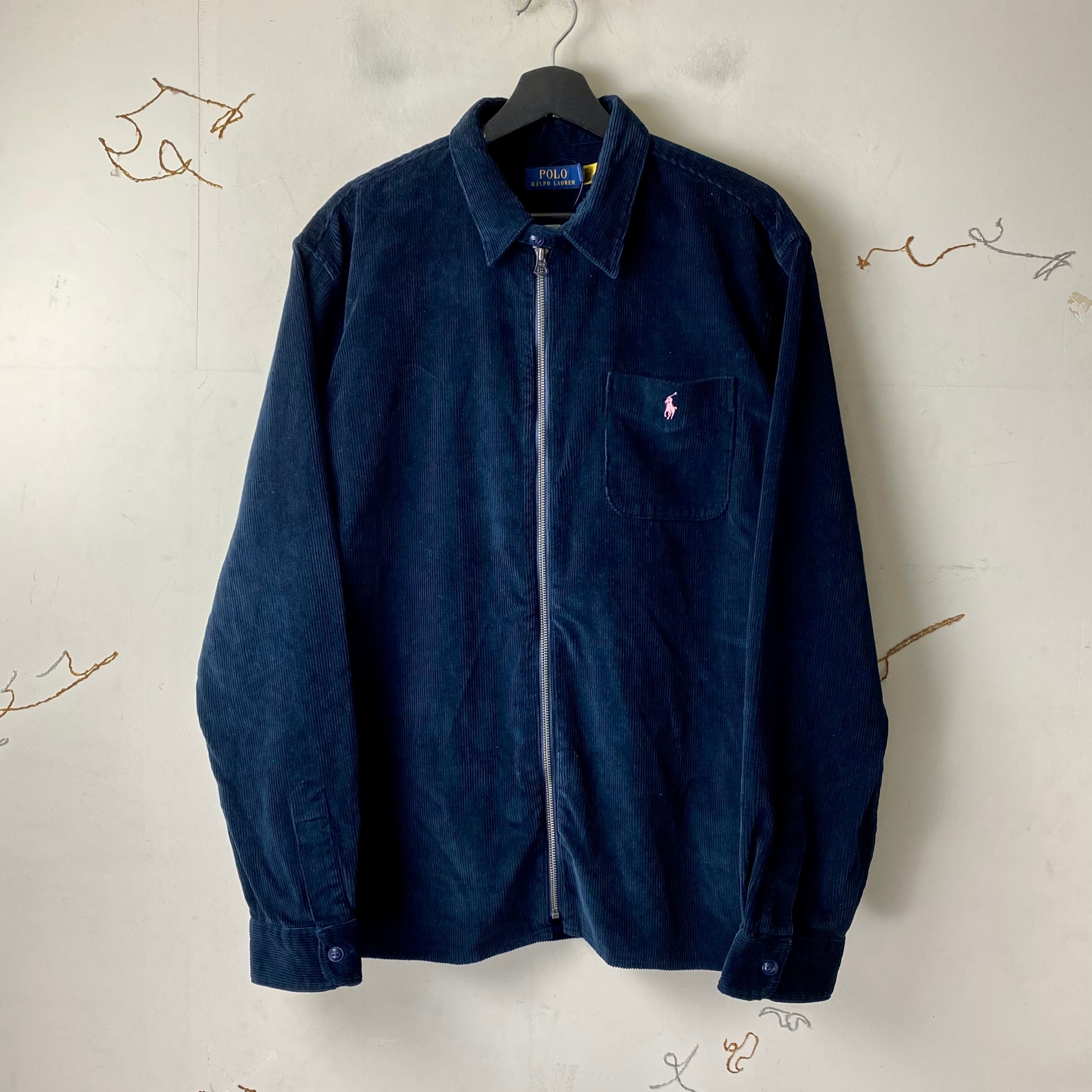 POLO RALPH LAUREN navy corduroy zip-up shirt | NOIR ONLINE