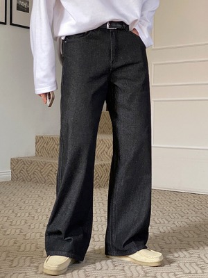 クリーンフィットデニム|ワイドストレート|韓国ヴィンテージスタイル m0018