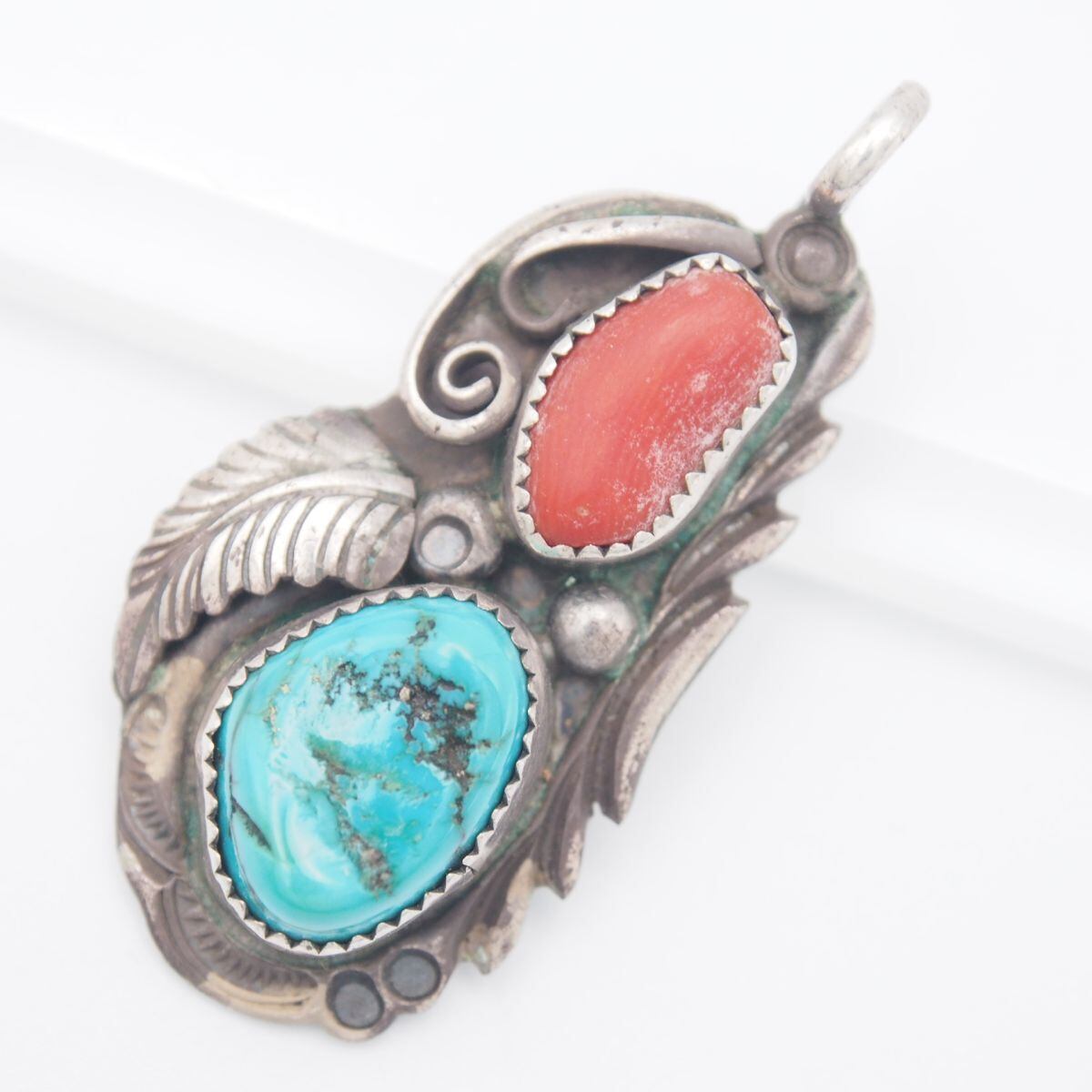 ナバホ コーラル サンゴ 珊瑚 スターリングシルバー ヴィンテージ