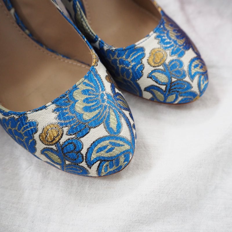 Tory Burch トリーバーチ 花柄 パンプス 5 1/2 M ブルー系 Tory Burch トリーバーチ 花柄 パンプス 5 1/2 M ブルー系