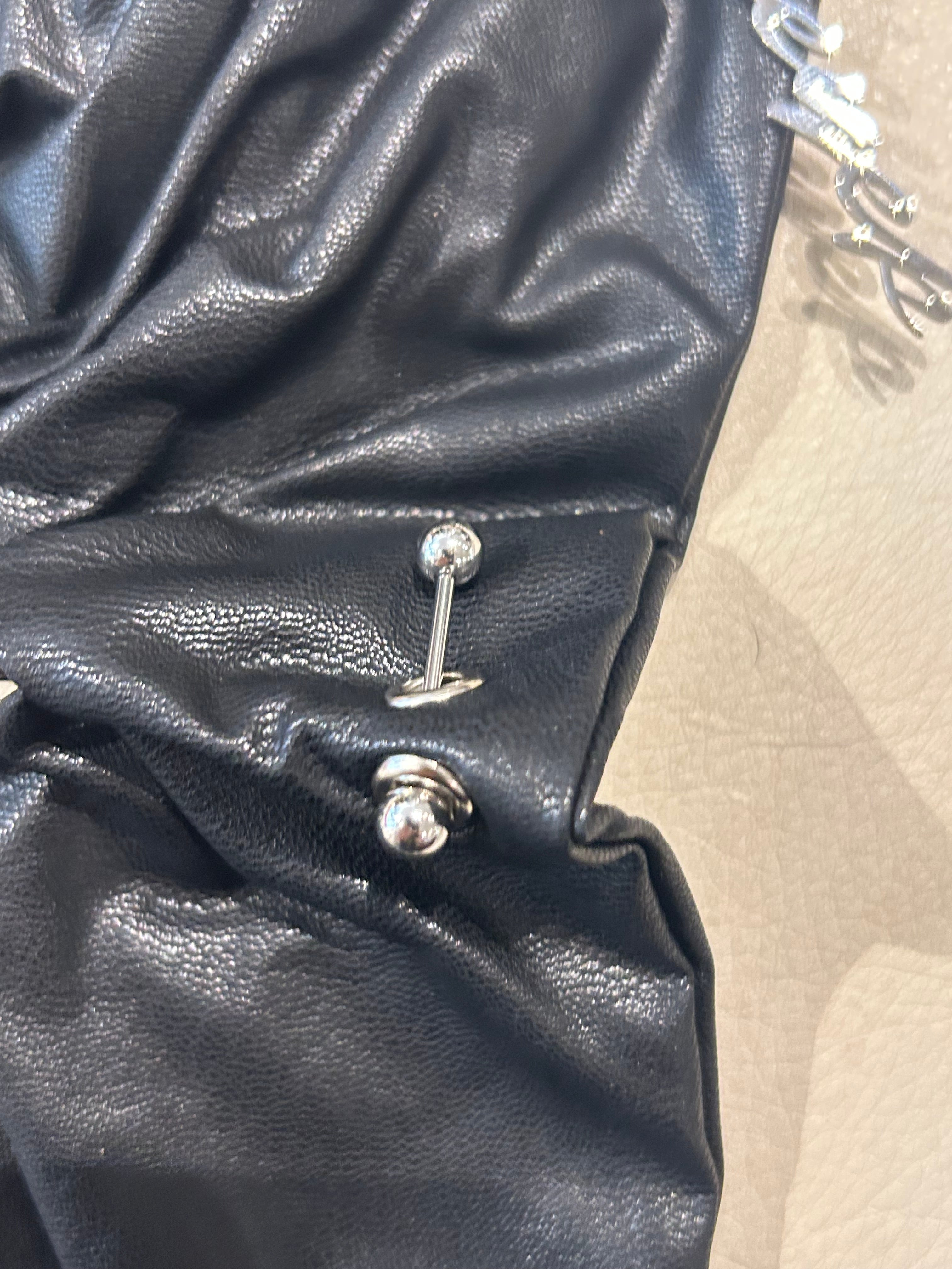 HEYEP Faux Leather Piercing Detail Scrunchie | AAR