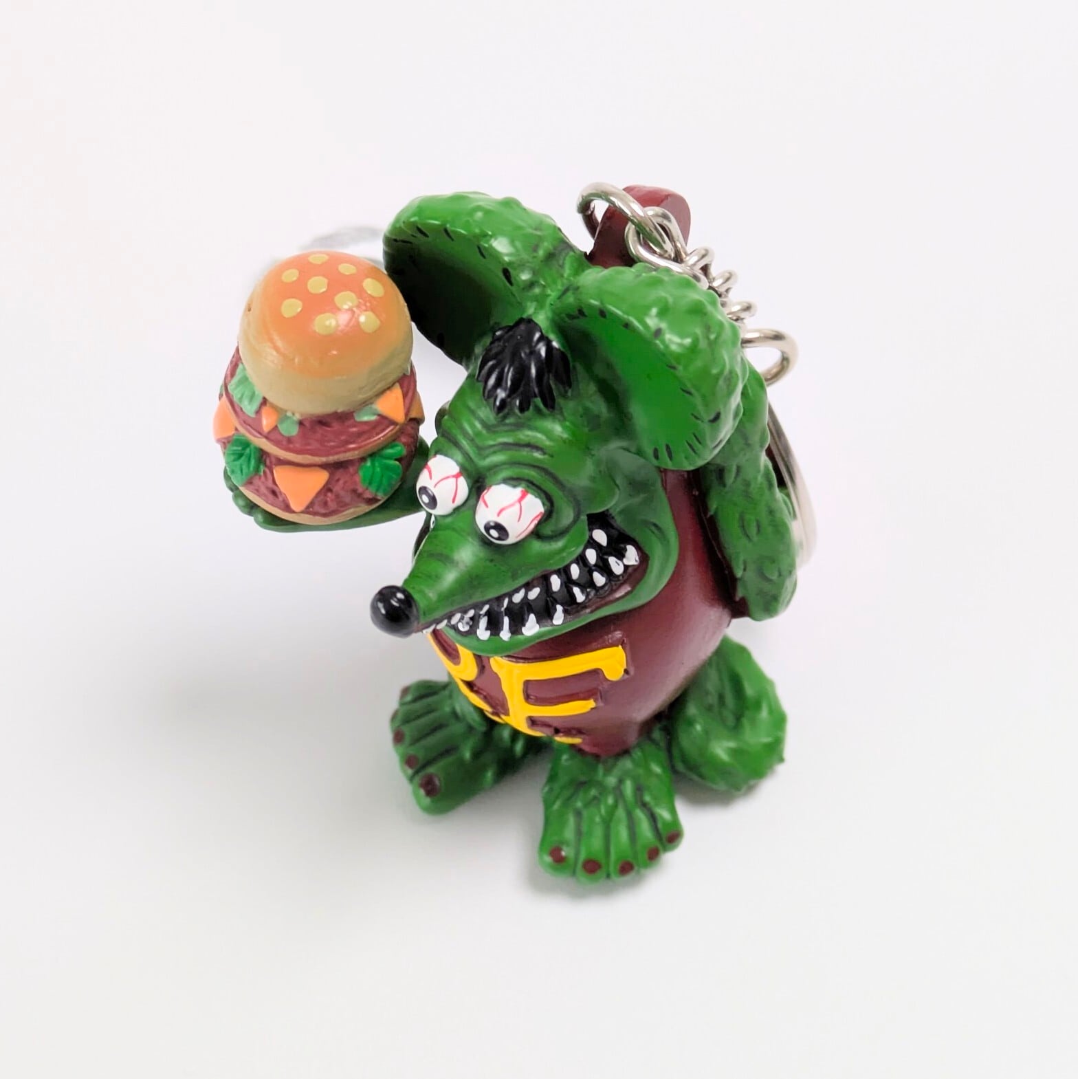 【 RAT FINK（ ラットフィンク ）】RATFINK with ハンバーガー PVCフィギュアキーホルダー 〚アメリカン雑貨 アメトイ〛