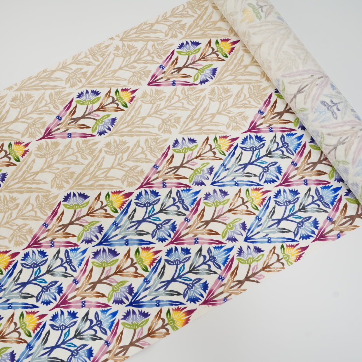 508my14◇長尺 知念冬馬 知念紅型研究所 銀通し松竹梅 落款 袋帯◇美品