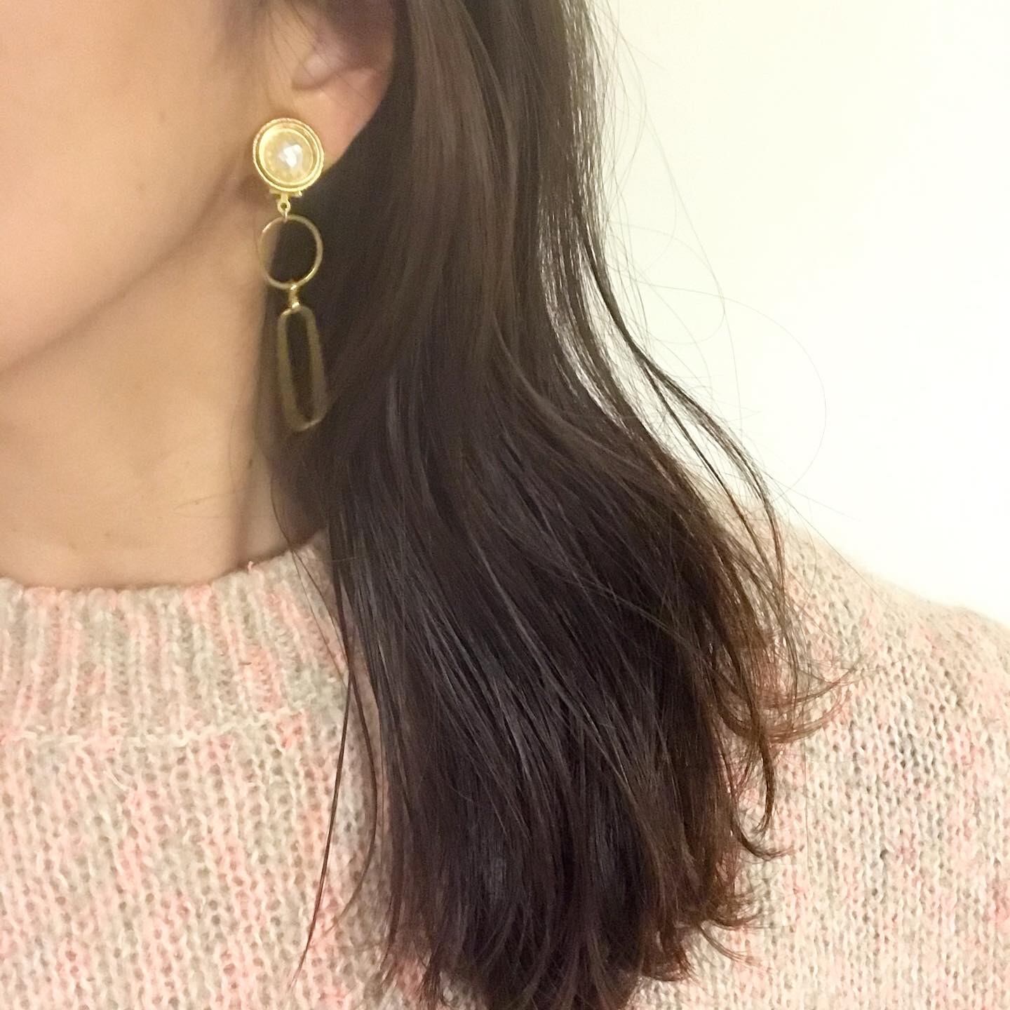 ゴールドヴィンテージボタンイヤリング | bRigitte: (ブリジットパリ)