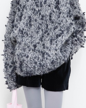 1980s slub melange fuzzy popcorn knit