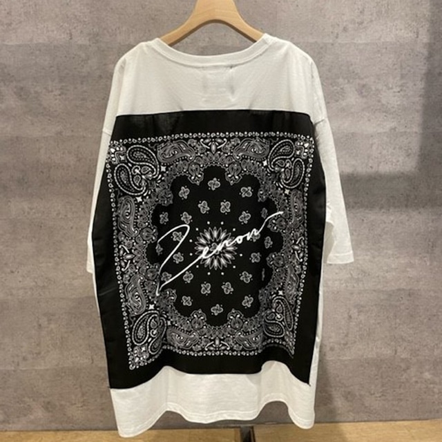 【ＺＥＮＯＮ】Ｔシャツ 半袖 トップス 刺繍 バンダナ バックプリント モード シンプル ストリート ZENON Embroidery&bandanapatchwork bigtee