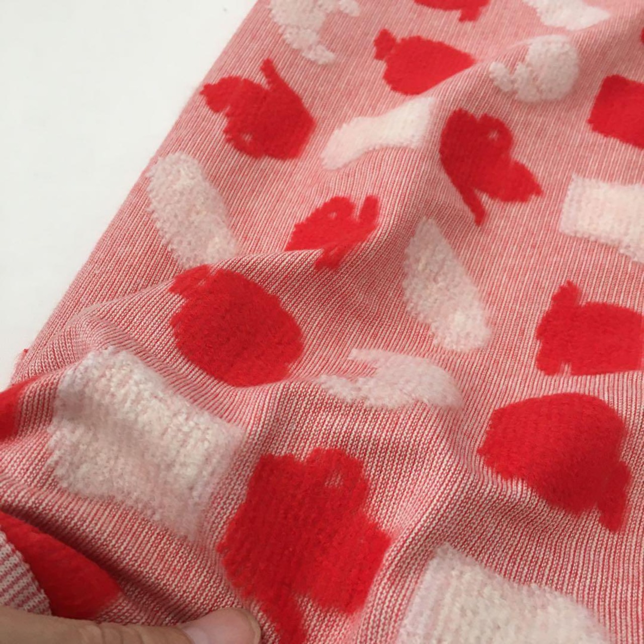 綿ポリ混パイルジャガードニット生地-2ｍ-curl tricot　KX/200H6812