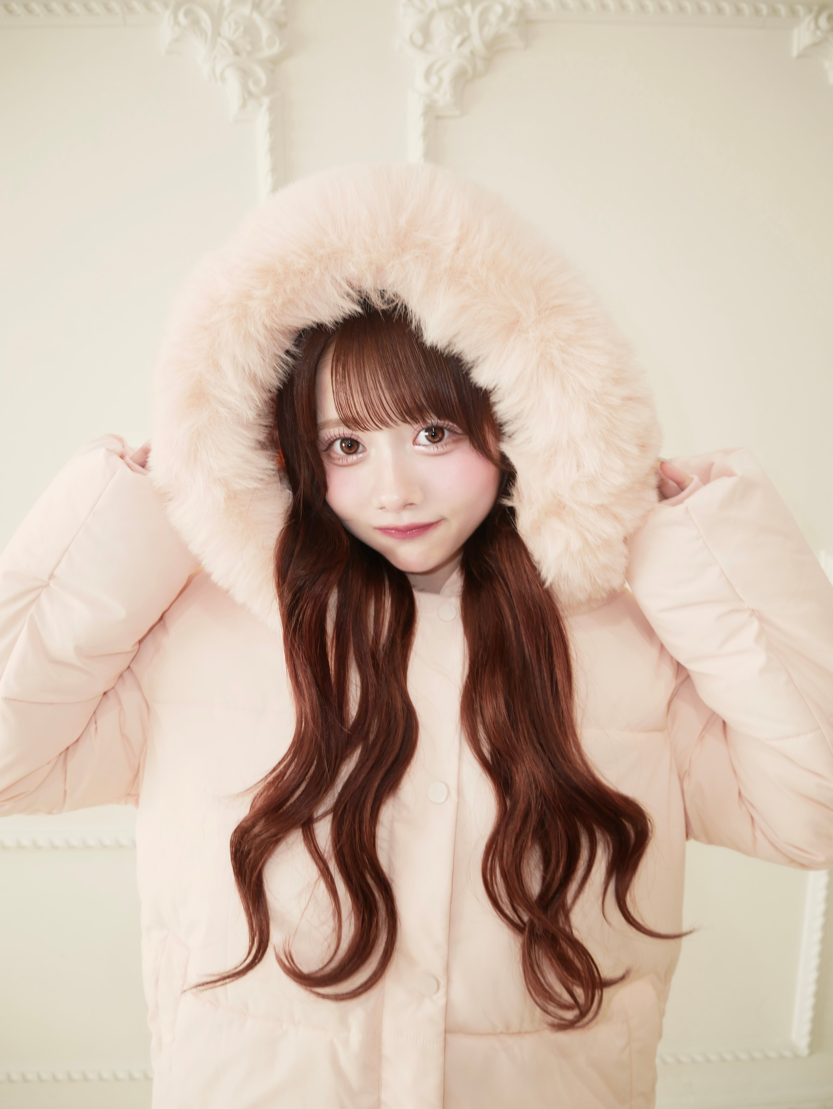 milky pink down jacket