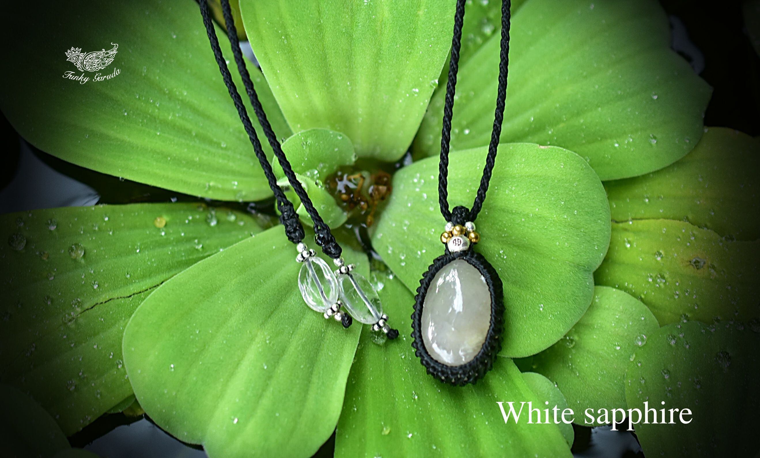 ピュアな輝き★ホワイトサファイア マクラメペンダント safy003