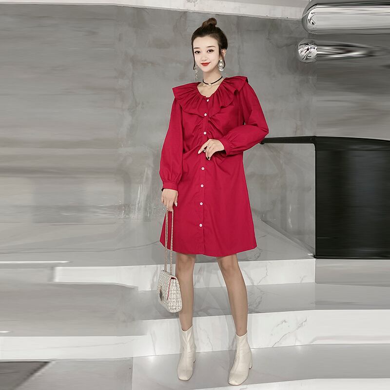 プラスサイズの女性の太ったmmラペルドレス2020年秋 ミックスインファッション63291673951