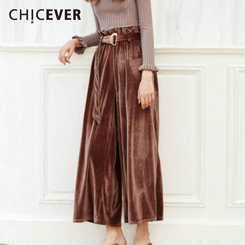 CHICEVERヴィンテージベルベットウエストパンツ女性ルーズプラスサイズサッシ付き秋ワイドレッグパンツ2020タイド 大きめサイズ オータム 秋物 ワイドパンツ ビンテージ 6base550869812371