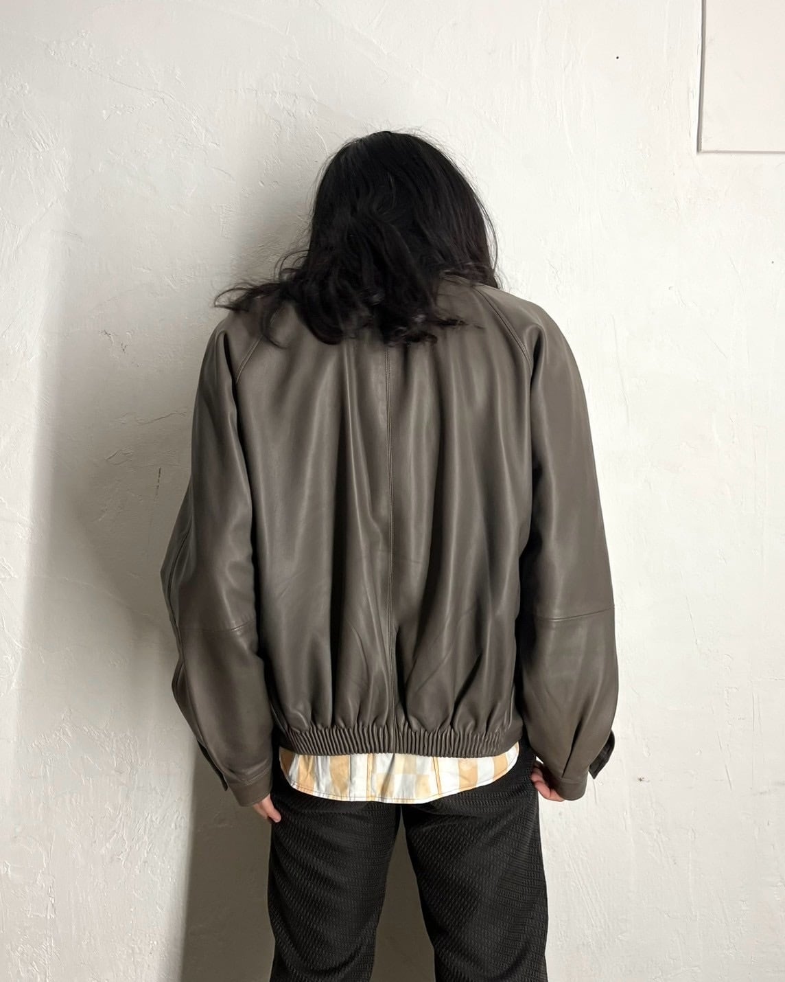 80s GIANNI VERSACE Tac Design Sheep Skin Leather Blouson ITALY製
